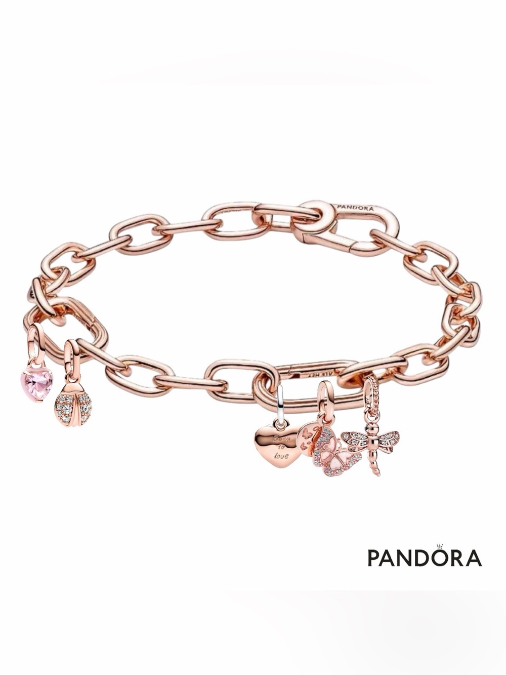 New-Pandora ME Small-Link Chain Bracelet w/5 Pandora ME Charms. MSRP $525